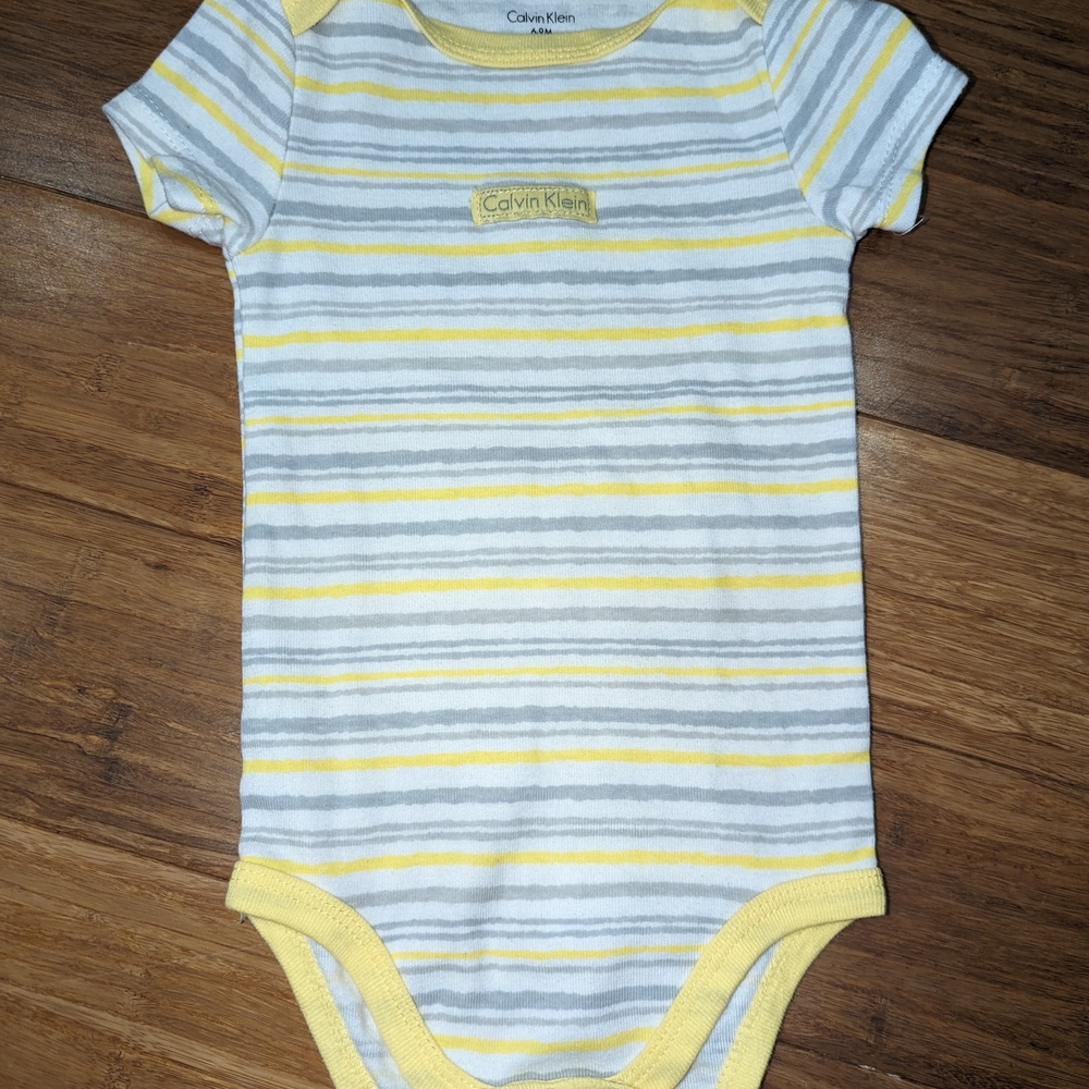 Calvin Klein Yellow and Gray gender neutral Striped Kids One Piece